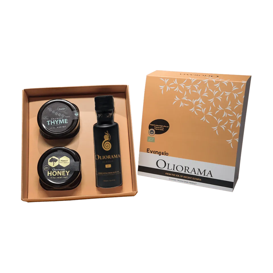Oliorama Evangelos box regalo bio olio miele timo