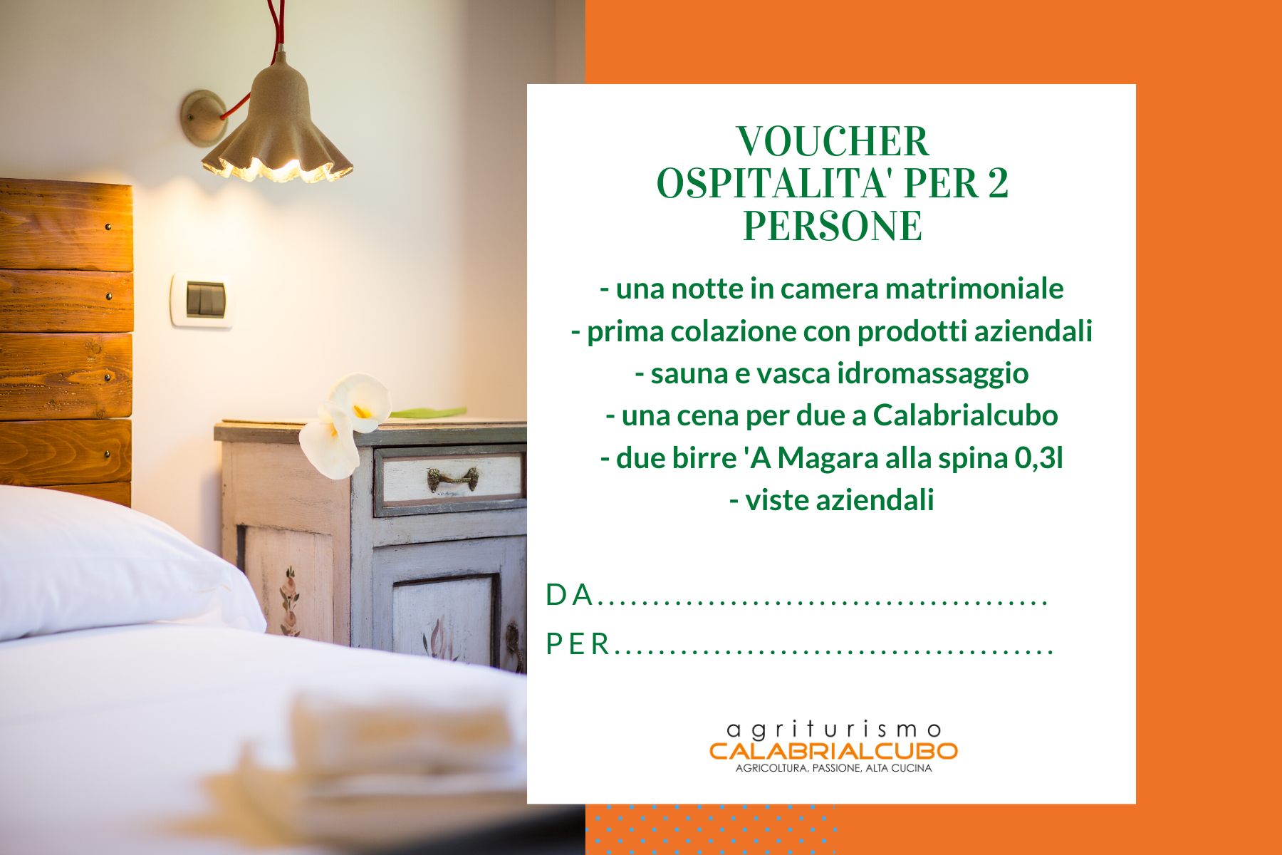 Calabrialcubo voucher regalo ospitalità 2 persone con cena